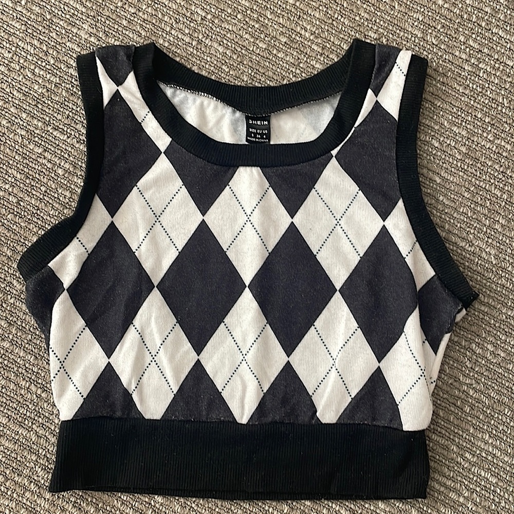 black and white sweater vest